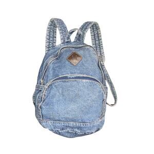 Denim Vintage Style Backpack Blue Wash 90s Y2K Retro School Academia Handbags